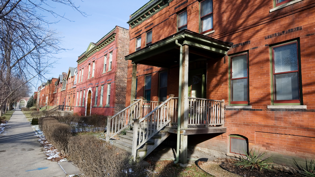 red brick row housing